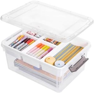 Bienvoun 17 QT Clear Plastic Craft Storage Box with Removable Trays & Dividers, Craft Organizer and Art Supply Organizer for Painting, Medicine, Beads, and Home Organization, 2 Packs