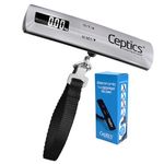 Ceptics Luggage Weighing Scale, Digital Weight Machine with LCD Display, 50 Kg Capacity, Portable Weight Machine for Luggage, Bags, Ideal for Travel, Home, Shop Use, Sleek and Durable, Silver