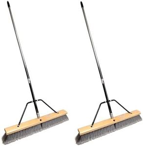 American Select Tubing Pbma24004-2 Heavy Duty 24" Multi-Surface Push Broom with Silver/Black Handle (2 Pack)