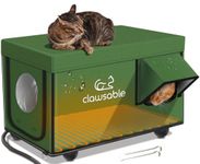 Outdoor Heated Cat House for Winter - Weatherproof & Insulated & Safe Escape Door Feral Cat Shelter with Waterproof Heated Cat Bed Pet Heating Pad, Warm House for Outside Stray and Barn Cats