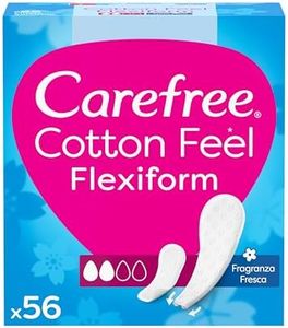 Carefree Salvaslip Cotton Feel Flexiform Fragranza Fresca, Salva slip donna 100% traspiranti ideali per tutti i tipi di slip, Morbidi proteggi slip che si adattano ai movimenti del corpo, 56 salvaslip
