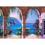 DIY 5D Diamond Painting by Numbers Kits, Garden Scene Beach Ocean Wave Flowers, Full Drill Rhinestones Paint with Diamonds Crystal Diamond Art (Garden Scene)