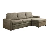 Q-Max SH1249 Q-Max 36" H Contemporary Casual Style L Shape Sectional Sofa/Chaise with Pull-Out Sleeper and Storage in Light Brown Linen Fabric, 36", Light Brown