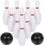 NUOBESTY Kids Bowling Balls Set Includes 10 Pins and 2 Balls, Mini Plastic Bowling Game Toy Indoor or Outdoor Games Birthday Gift for Kids Toddlers Boys and Girls