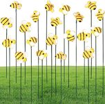 HINZIC 20 Pack Bee Garden Stakes for Decoration, Cute Decorative Little Bee Plant Stakes for Patio Yard Lawn Plant Pot Outdoor Decor