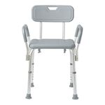 Medline Shower Chair with Back and Padded Arms, Bath Seat with Removable Back, Supports up to 350 lbs, Gray