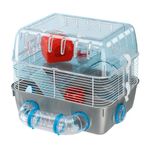 Ferplast COMBI 1 FUN Innovative Hamster Cage - Multi-Level Customizable Habitat, Tunnel System, Interactive Transparent Design - Exercise Wheel & Accessories - Tubes Connect&Play, 40.5x29.5x32.5cm