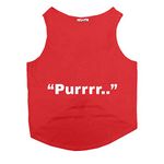 Ruse Summer Cat T-Shirt Purr Printed Cotton Sleevless Cat Tank T-Shirt/Tee.Poppy Red/Size:-Small