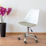 Amazon Brand - Umi Height-Adjustable Modern Revolving Rotary Arm Office Study Desk Chair - Ideal for Spa, Bar, Home - White & Grey Color