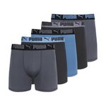 Puma Men's 5 Pack Performance Boxer Briefs, Black/Blue/Grey, X-Large