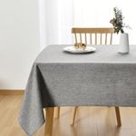 JIUZHEN Faux Linen Rectangle Tablecloth - Wrinkle and Stain Resistant Washable Table Cloth for Kitchen Dining Room Holiday Table Cover for Party Dinner Outdoor Picnic, Grey, 54 x 80 Inch