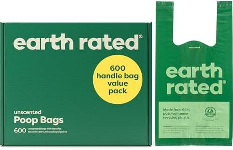 Earth Rated Dog Poop Bags with Handles Value Pack, Easy Tie and Guaranteed Leakproof, Unscented, 600 Handle Bags