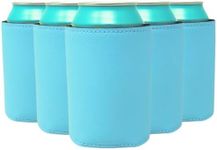 TahoeBay Leatherette Can Cooler Sleeves (12-Pack) Faux Leather Bulk Beer and Soda Neoprene Coolers for Cans - 12oz Blanks for Heat Transfer Vinyl - Plain Groomsmen Gifts Party Favors (Light Blue)