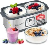 Ultimate Probiotic Yogurt Maker with Adjustable Time & Temp Control - Make Trillions of Live Probiotics with Two 1-Quart Containers for Larger Batches - Greek Yogurt Maker - ULTIMATE LIFETIME WARRANTY