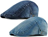 Qunson Mens Denim Cotton Newsboy Cap Ivy Gatsby Driving Hunting Cabbie Hats