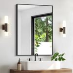 Leyden Bathroom Mirror 20x28 inches, Wall Mounted Mirror Black Rectangle Mirror with Aluminum Frame Mirror for Bathroom,Vanity,Entryway,Hallway,Bedroom