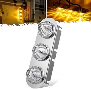Partsam 1Pcs Radius-Style 15" Front Air Cleaner Light Bar with 3Pcs Glass Watermelon Lights, Stainless Steel Bracket, Compatible with Peterbilt Kenworth Freightliner Trucks, Clear Lens