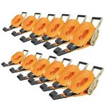 SALUINOKI Ratchet Straps Heavy Duty 2 inch 30ft Flat Hook (12 Pack) for Trailer Straps Tie Down Flatbed Truck Cargo Strap Retractable 10000lbs Breaking Load