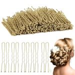 U Shape Bobby Pins, 200 Pcs Hair Pins for Buns, 6cm/2.3inch Hair Accessories for Women Girls,Hairdressing Salon and Dancing Fixed Hairstyles (Gold)