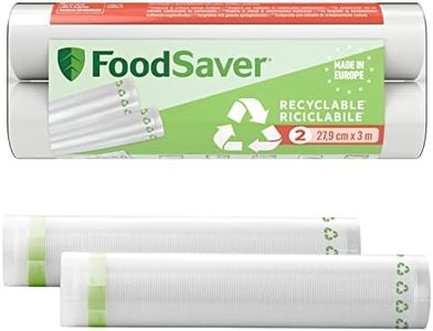 FoodSaver Vacuum Sealer Rolls | Recycled and Reusable Food Bags | Keep Food Fresh up to 5X Longer | BPA Free | 2 Rolls for Freezer and Cooking (28 cm x 3 m)