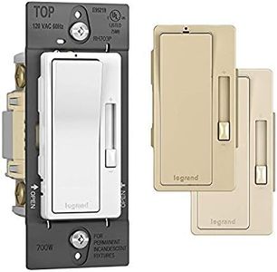 Legrand radiant RH703PTCCCV6 700W Preset Decorator Rocker Dimmer Light Switch with Locator Light for Incandescent and Halogen Bulbs, Single Pole/3-Way, White/Light Almond/Ivory (1 Count)