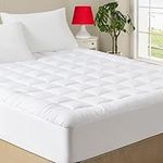 BedLuxury Mattress Pad Full - Quilted Fitted Mattress Cover Premium Deep Pocket Mattress Protecter Stretches up to 16 Inches Fluffy Pillow Top Bed Topper (54x75 Inches, White)