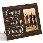 Nurawo Cousins by Blood Sisters by Heart Friends by Choice Wood Picture Frame Rustic Cousin Wooden Photo Frame for Tabletop or Wall Display (for 4x6 Photo)