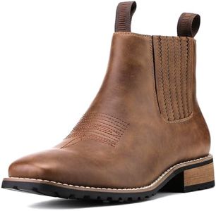 Cowboy Boots for Men Square Toe, All-Weather Slip-On Work & Casual Western Chelsea Boots -botines para hombre