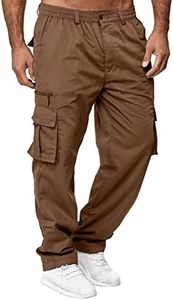 Men's Hiking Cargo Pants Lightweight Cargo Jogger Multi-Pockets Trouser Soft Work L