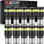 KATUR 194 LED Light Bulb 6000K White Super Bright 168 2825 W5W T10 Wedge 24-SMD 3014 Chipsets LED Replacement Bulbs CANBUS Error Free for Car Dome Map Door Courtesy License Plate Lights (10pcs,White)