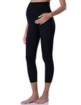 POSHDIVAH Women's Maternity Leggings Over The Belly Pregnancy Yoga Pants Active Wear Workout Leggings, Capri Black, Large