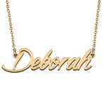 HUAN XUN Letter Script Deborah Name Stainless Steel Pendant Necklace for Mom Women Gifts