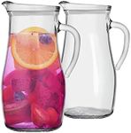 Argon Tableware Tallo Glass Water Jugs - Large Pitcher Carafe with Handle for Water, Juice, Iced Tea - 1.8 Litre - Clear - Pack of 2