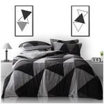 GC GAVENO CAVAILIA Teddy Bear Fleece Duvet Cover Set Geometric Diamond Shapes, Thermal Warm Cuddly Fluffy Beddings With Matching Pillow Cases King Size Bedding, Charcoal/Grey