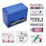 BTSKY Stainless Steel Pen and Pencil Dispenser Holder with New Upgraded 8 Stickers Bulk Pencil Storage and Dispensing For Home Office Use or Gift, Pencils Not Included (Blue)