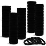 Hair Ties, 100 Pcs Black Hair Ties for Women, Soft Cotton Hair Tie, Elastic Seamless Hair Ties Bands Ponytail Holders for Thick Hair and Curly Hair, 7mm in Width