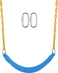 REZNOR Flexible Swing Seat Set for Kids/Adults Outdoor Park Garden Tree Backyard with 60” Plastic Coated Chain, Weight Support Upto 150kg, Blue/Yellow