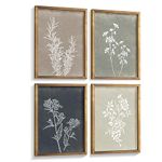 Framed Boho Wall Art Set of 4 for Wooden Minimalist Botanical Print Wall Art for Rustic Vintage Farmhouse Home Kitchen Wall Decor (Brown, 12"x16")