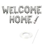 Welcome Home Balloon Banner, 16 Inch Foil Letter Balloons for Welcome Party Decoarations, Welcome Sign Party Supplies Anniversary Home Family Party Decorations (Silver)