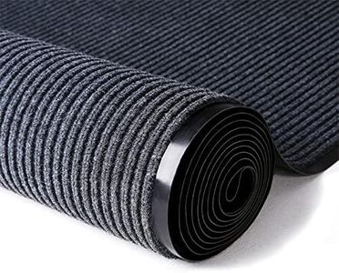 ITINA Door Mat 0.9 x 3m Large Outdoor Indoor Mat Waterproof Rubber Back Rugs for Home Office Business Areas Grey-Black