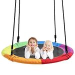 Tree Swings for Kids Outdoor, 40 Inch Diameter 600lb Weight & Adjustable Hanging Ropes Tree Swings, Great for Playground Swing, Backyard and Playroom(6 Colors) Rainbow