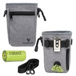 VANNMESTER Dog Treat Pouch for Training,Hands-Free Dog Walking Bag Fanny Pack,Pet Snack Bag,Dog Treat Bag,Built-in Poop Bag Dispenser,Adjustable Belt-Gray