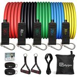 Polygon Resistance Bands Set, Exercise Tubes with Handles, Door Anchor and Ankle Straps - Stackable Up to 150 lbs - Workout Bands for Resistance Training, Physical Therapy, Home Workouts (12PC)