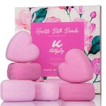 Katty Loy Natural Bath Bombs Heart Set - Rose Lavender Essential Oils Fizzer Moisturizes Dry Skin Bubble Spa Love Gift for Women Girls Teens Her Mum Friend Girlfriend Christmas Stocking Filler