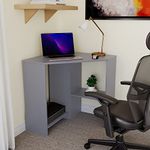 Vida Designs Hetton Corner Computer Desk with Shelves, Home Office PC/Laptop Table, Gaming Study Workstation, Furniture, Grey