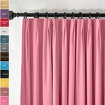 ChadMade Pinch Pleat 120W x 84L Room Darkening Velvet Curtain Drapery Panel for Traverse Rod or Track, Living Room Bedroom Meetingroom Club Theater Patio Door (1 Panel), Rose