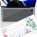 XHLWZR 2PCS Silicone Keyboard Cover, Leave and TPU, EU Layout, Macbook Pro Keyboard Cover 14'' 16'', Compatible Computer Model A2442 A2485 A2681 A2779 A2780 A2941 A2991 A2992 A2918 (Leave)