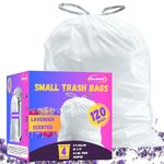 4 Gallon Drawstring Lavender Scented Trash Bags Small Bathroom Garbage Bags Wastebasket Can Liners for Home Office Bins (120 ct.)