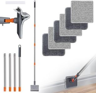 Baseboard Cleaner, PLOEOUAR Convex Duster Cleaning Mop with 63'' Long Handle, 360° Rotatable Adjustable Mop with 6 Reusable Pads for Baseboards Cleaning, Door Frame, Windows & Ceiling