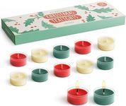 THE TWIDDLERS - 12 Christmas Tealights - 4 Red, 4 Dark Green, 4 White - 4-6 Hours Burn Time - Perfect Holiday Decorations - Festive Table Settings - Secret Santa Gifts for Women - Heat Safe Holders